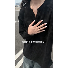XZ809A/SYR13/特P24/控48千鸟格小香风V领长袖T恤卫衣，男装T恤，星座809A(原222-1)