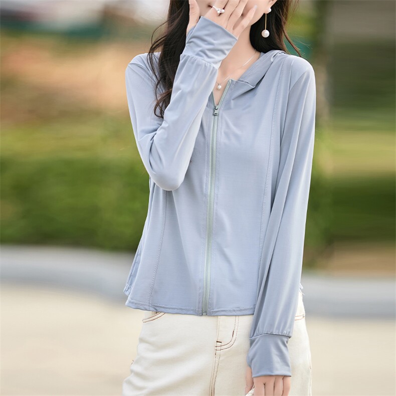 2025夏季新款遮阳超火连帽拉链薄开衫防晒服外套，女装防晒衣，思牵羊绒