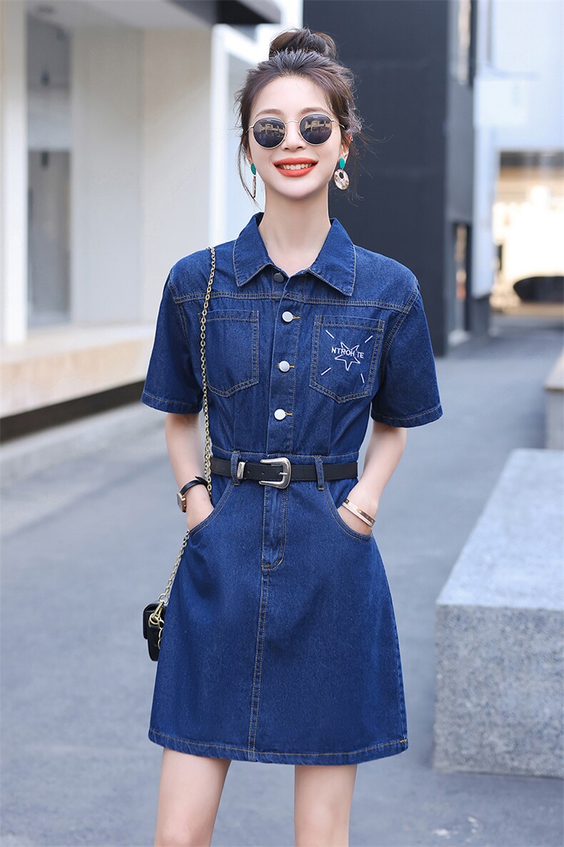 小个子休闲减龄牛仔连衣裙女2026年夏季新款高腰修身显瘦气质短裙,女装连衣裙,印象茜