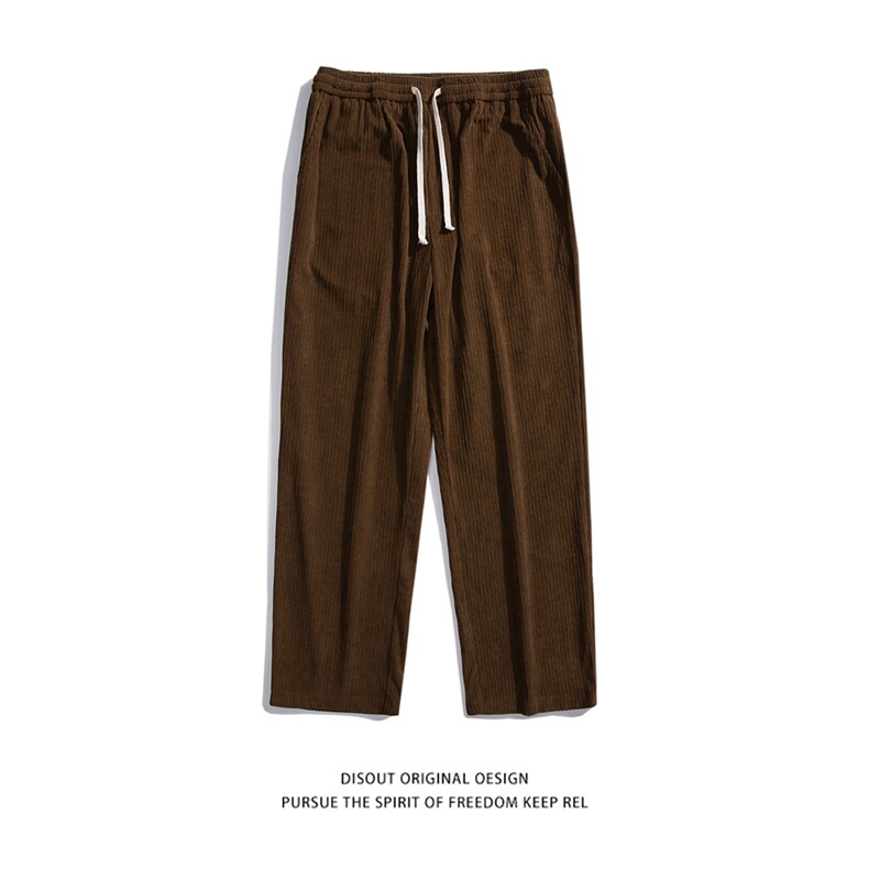 秋冬加厚拖地裤子灯芯绒宽松休闲裤直筒长裤男港风K315P35加绒P45,男装卫衣,电商A099