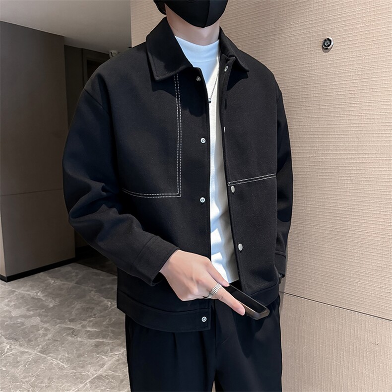 小伙店主风呢子大衣秋冬妮子毛呢拼色夹克外套A236-JK-5037-P135,男装夹克,电商A236