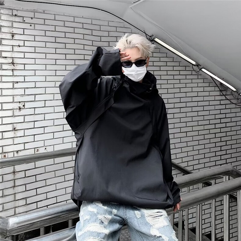 休闲户外冲锋衣拉链小众设计防水机能风夹克解构CJ412-P55,男装夹克,星座1109-3