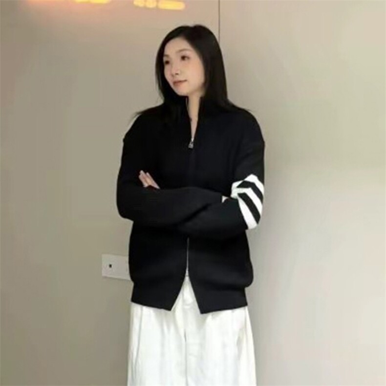 重磅秋冬北极绒开衫毛衣美式复古休闲慵懒风男女立领针织衫外套,男装针织衫/毛衣,电商A486