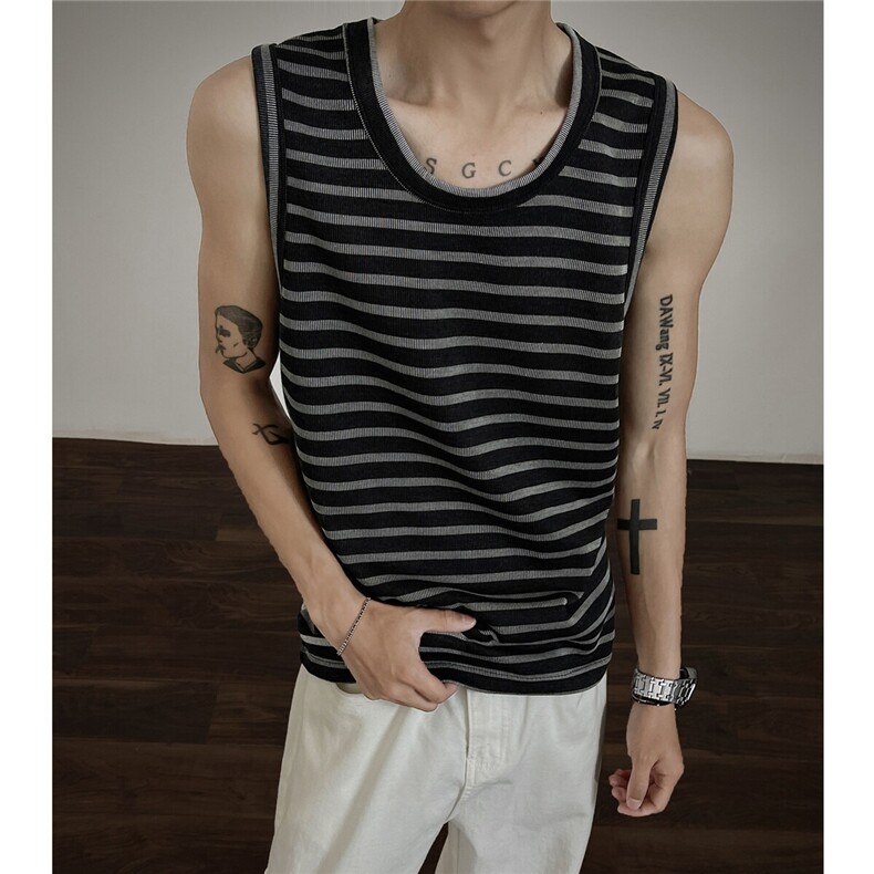 夏季新款圆领条纹背心T3901特批25控48图片