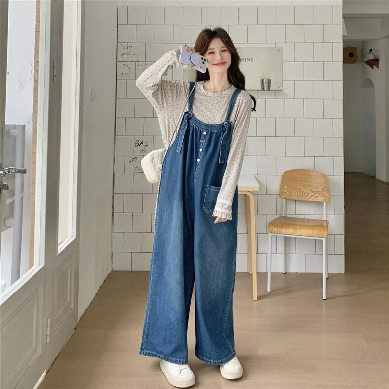 现货新款针织打底衫+牛仔背带裤两件套2C056-7206-P175控288,女装套装/套裙,2C056