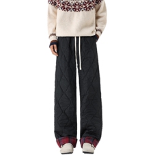 港风葫芦纹翻边拼接格子大码舒适夹棉棉裤男K24155J加棉特P33控65，男装棉裤，电商A001