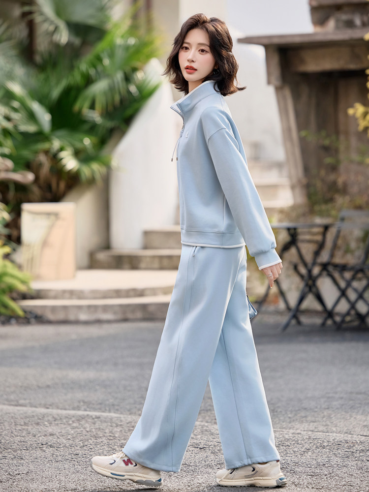 2025新款春装休闲刺绣半拉链卫衣两件套,女装卫衣/绒衫,梦懿尔