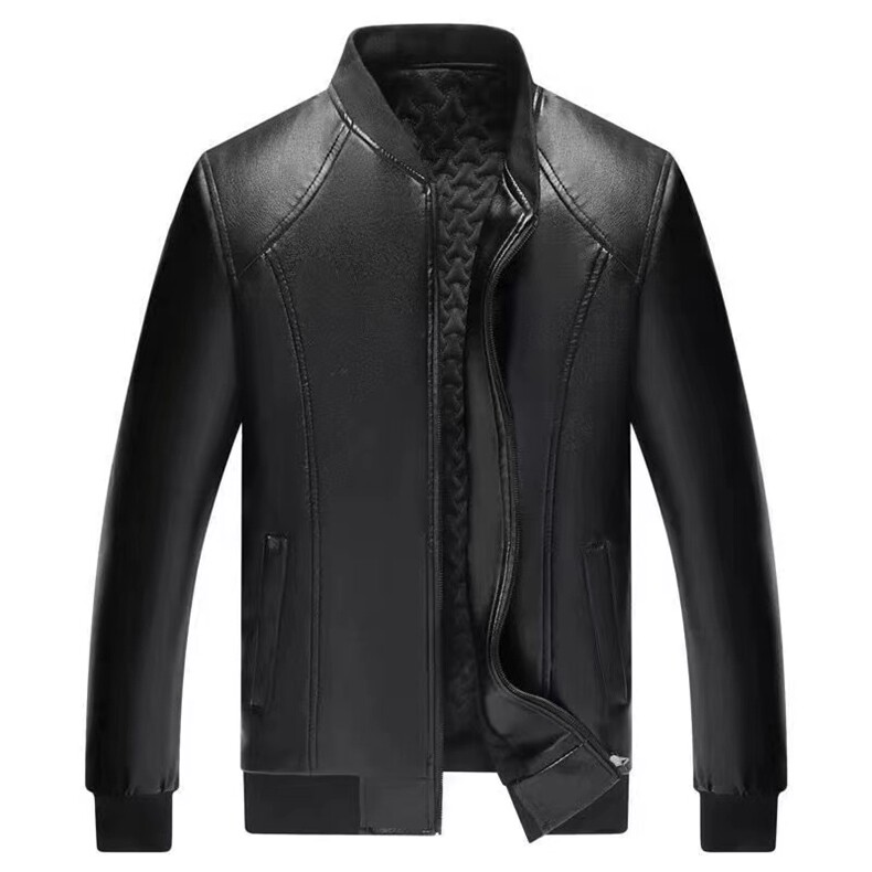 2023男士新款PU皮羽绒服立领短款冬季加厚保暖夹克外套图片