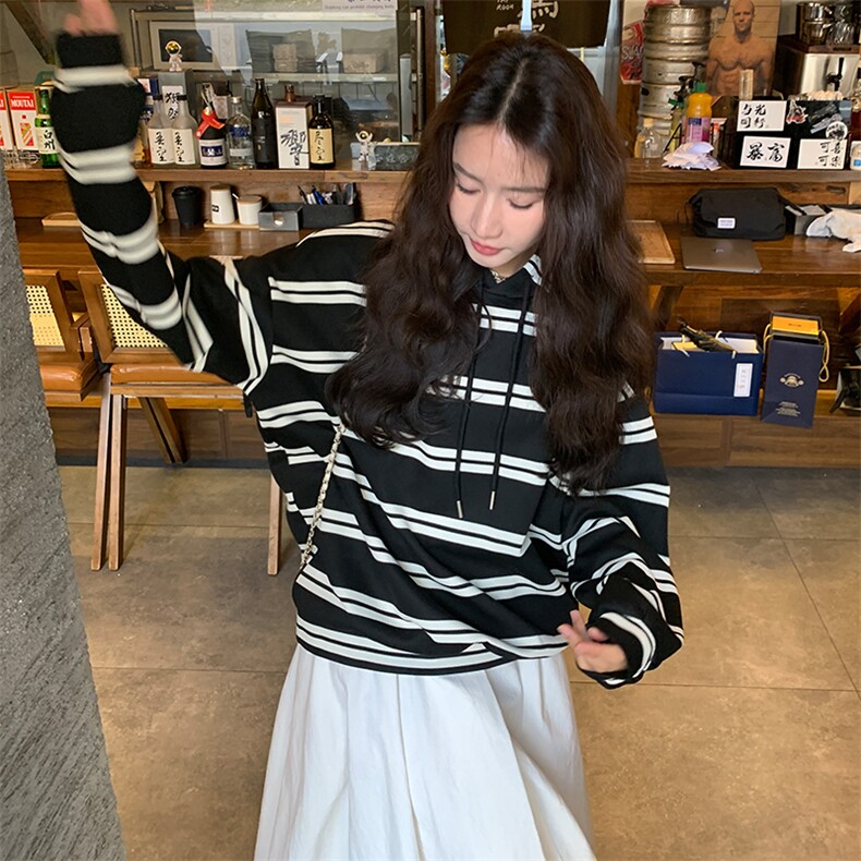 2C085-Q020PF115新款条纹卫衣现货控168,女装卫衣/绒衫,2C085