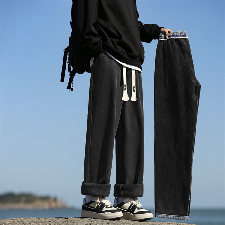 加厚秋冬款潮流时尚高街潮牌宽松垂顺显高长裤子JRK828-特批-47,男装休闲裤,星座718-1