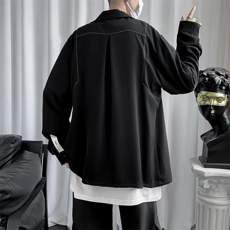 长袖衬衫男潮流痞帅上衣服设计感小众白衬衣C22P35，男装衬衫，星座1116-2