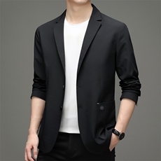 上衣2023年翻领口袋单排扣春季中老年长袖时尚西服SL16953，男装西服，钱塘6003（原4033）
