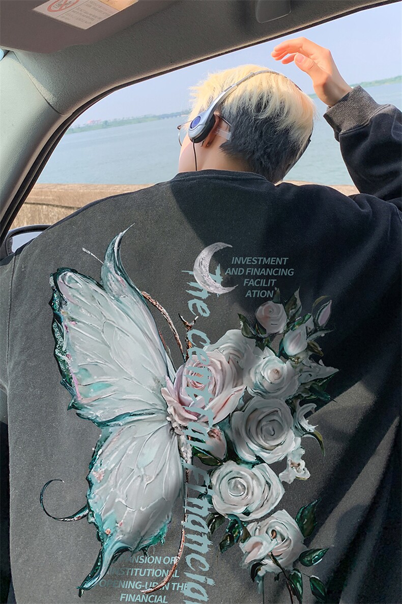 美式潮牌重磅水洗做旧圆领卫衣力推大码男XZ517A-BK15553-P58,男装卫衣,星座517A