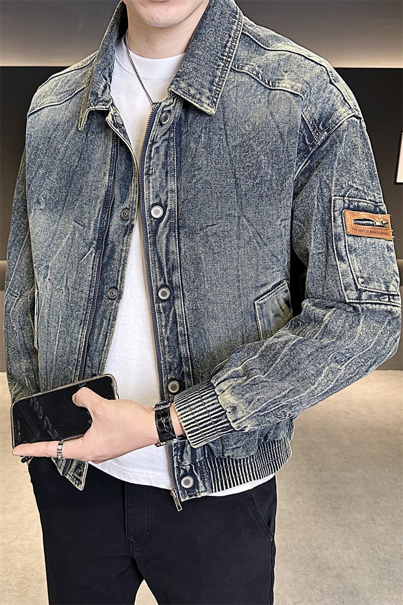 抖音水洗做旧夹克男2025秋款高货牛仔男外套B317/JK609/P165,男装工装外套,电商B317