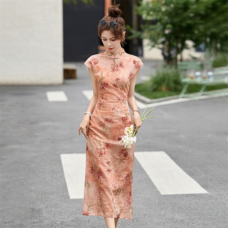 新中式连衣裙女2025超火夏季新款气质超好看修身长款提花旗袍裙子,女装连衣裙,布芭啦