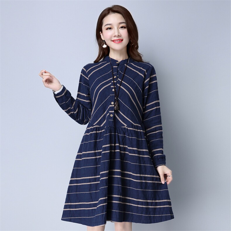 时尚显瘦气质优雅简约大摆裙潮流条纹2021年春季连衣裙,女装连衣裙,小林双子