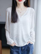 夏季轻薄开衫薄款外套长袖披肩空调防晒宽松女针织衫V领毛衫，女装针织衫/毛衣，丹芙娇羊绒