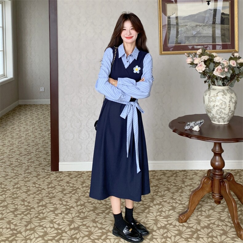 26春新款现-学院风法式收腰显瘦长袖衬衫裙2603-P150K248,女装连衣裙,2B190