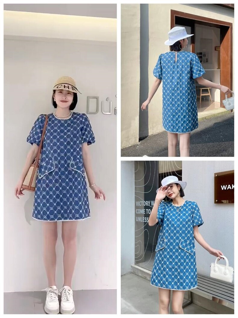 重工刺绣牛仔连衣裙，女装连衣裙，时代公主