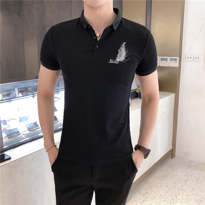 19夏新款潮男polo衫休闲百搭短袖韩版修身POLO绣花102A-PL09,男装Polo衫,星座419（原A233）