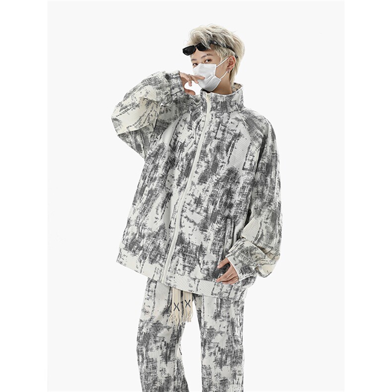 8XL-M超大码加绒加厚保暖扎染休闲套装TZ104-P98控118,男装休闲套装,电商D206-1