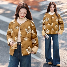 2025冬装新款优雅刺绣轻薄棉衣，女装棉衣/棉服，伊仟回