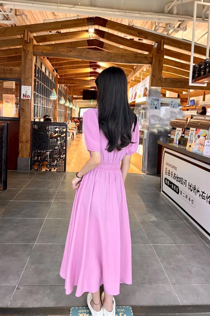 依挺好2022年夏季新款铜氨丝料高腰显瘦连衣裙港风气质群,女装连衣裙,依挺好