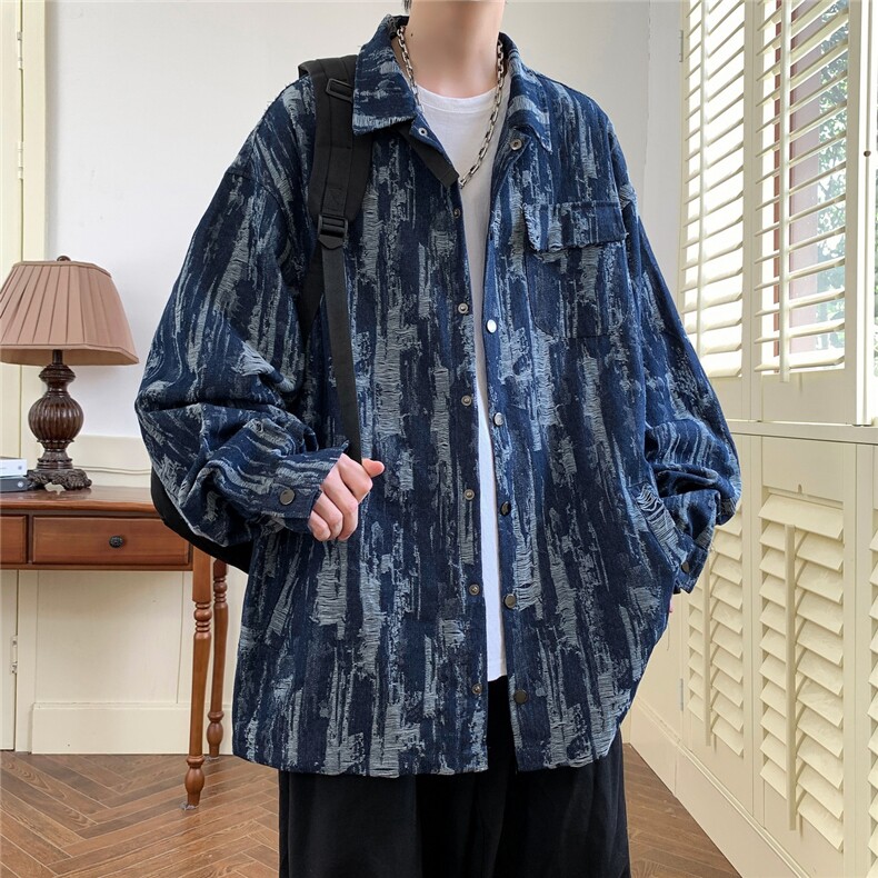 春秋夹克牛仔外套大码港风日系小众痞帅夹克1016-1JK65P98K128,男装工装外套,星座1016-1（原电商B408-1）