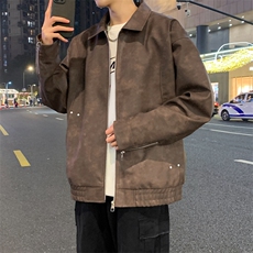 美式潮牌纯色PU皮夹克外套宽松高级感机车皮衣A406JK3518特P85，男装夹克，星座309（原A406）