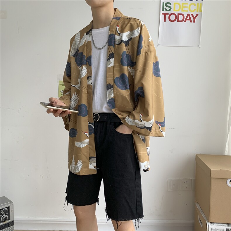 大码风港风外套防晒服和服开衫薄款道袍披风汉服潮 F12/P40图片