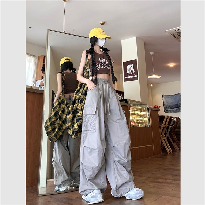 阔腿工装休闲裤男女韩版潮流高街帅口袋2025春季ins长裤K5545-P45,男装休闲裤,星座412-2