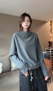 图 德绒交叉领修身长袖T恤男款秋冬痞帅美式内搭打底衫 特P25图片