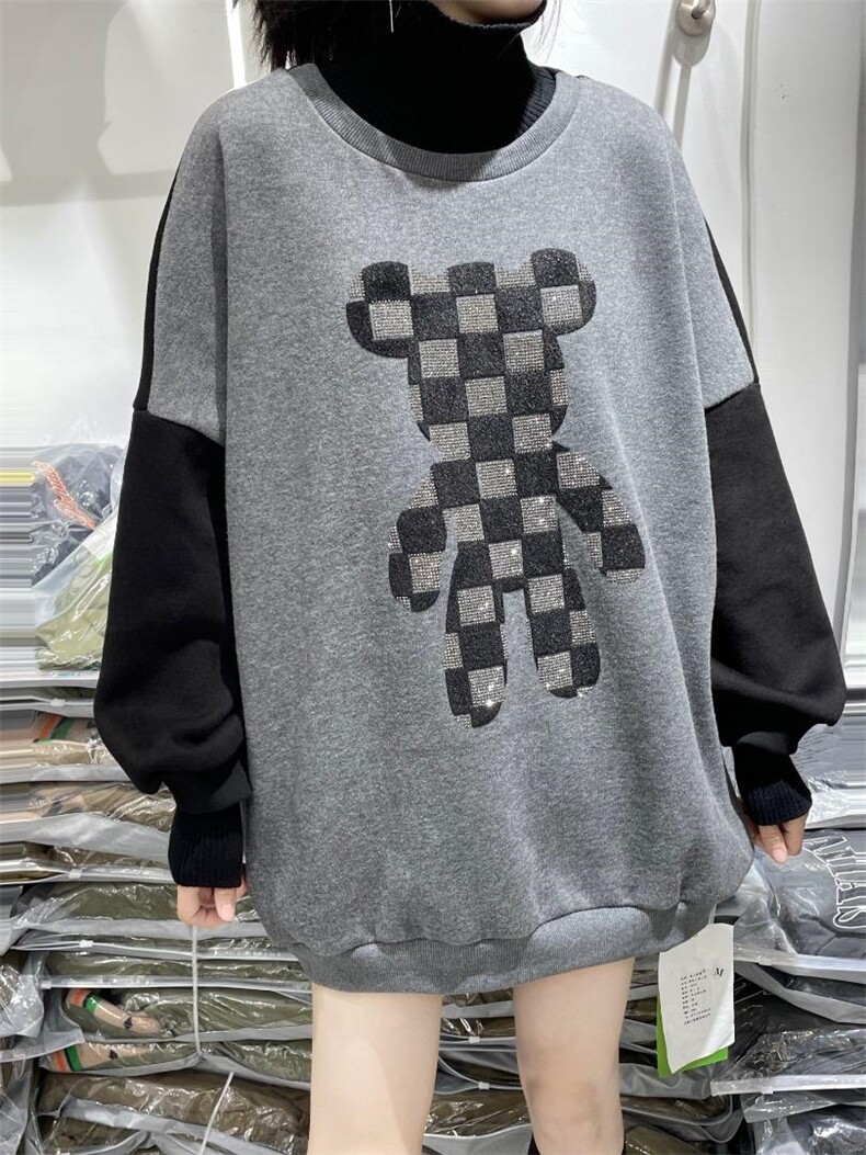 高货烫钻加绒卫衣巨爆，女装卫衣/绒衫，雪儿伊秀