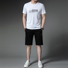 男士休闲运动套装夏季短袖长裤跑步运动服中年男装薄款三件套，男装休闲套装，电商B212（原钱塘6029）