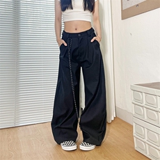 裤子男女夏季穿搭今年流行宽松bf慵懒风高级感垂坠感休闲裤子，男装休闲裤，星座506A