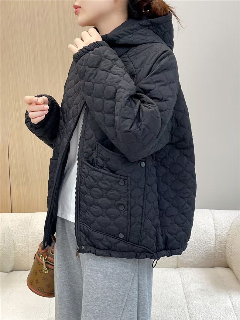 2025冬装新款修身保暖时尚菱形格个性女士棉服外套,女装棉衣/棉服,江忆布依