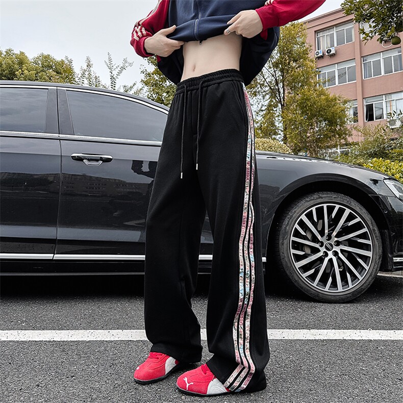 XK60022-P35 条纹休闲裤男春秋款潮牌痞帅炸街宽松运动裤青少年图片