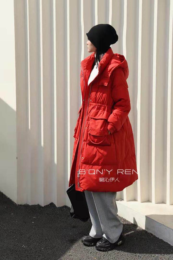 2021长款羽绒服、口袋设计款、超、四个颜色，女装羽绒服，碧沁伊人