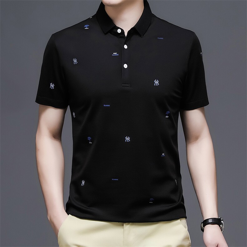 夏季正品2022短袖印花男POLO衫休闲半袖翻领宽松纯色T恤上衣P56,男装T恤,钱塘6003A(原)4033A