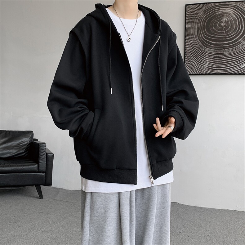 cleanfit重磅连帽卫衣男美式高街假两件开衫短款垫肩外套KS003P68,男装卫衣,电商B312