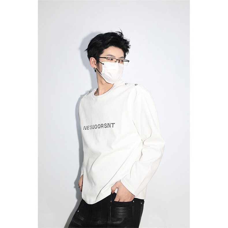 明星私服现货春款飞机扣不对称双肩设计打底T恤潮流高街卫衣P55,男装卫衣,电商B319