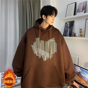 港风秋季印花潮牌爱心印花宽松重磅连帽卫衣JR23321-特批40控69图片