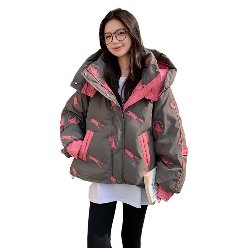 现货：2026年冬装新款设计感撞色印花羽绒服2C135-6856P295K428,女装羽绒服,2C135