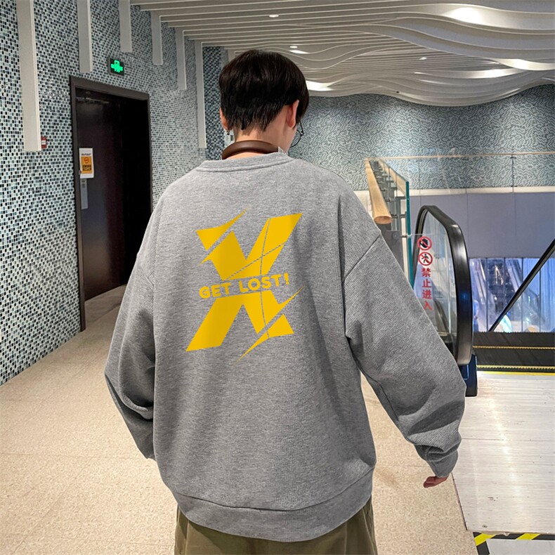 华夫格！华夫格上衣男圆领华夫格卫衣男大码长袖t恤男HY231-特P23,男装T恤,电商B367