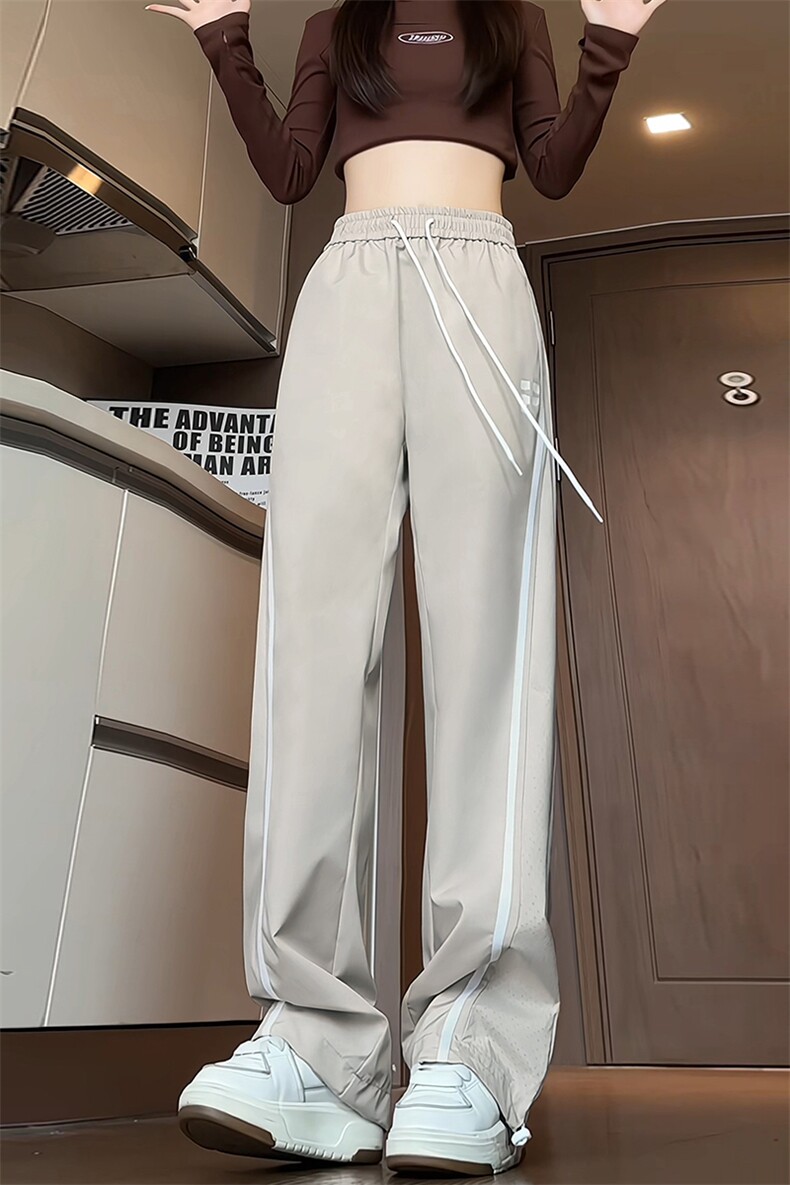 特批P30无差价夏秋衔接激光冲孔网眼阔腿裤冰丝潮拖地长裤男K1493,男装休闲裤,电商A001-1
