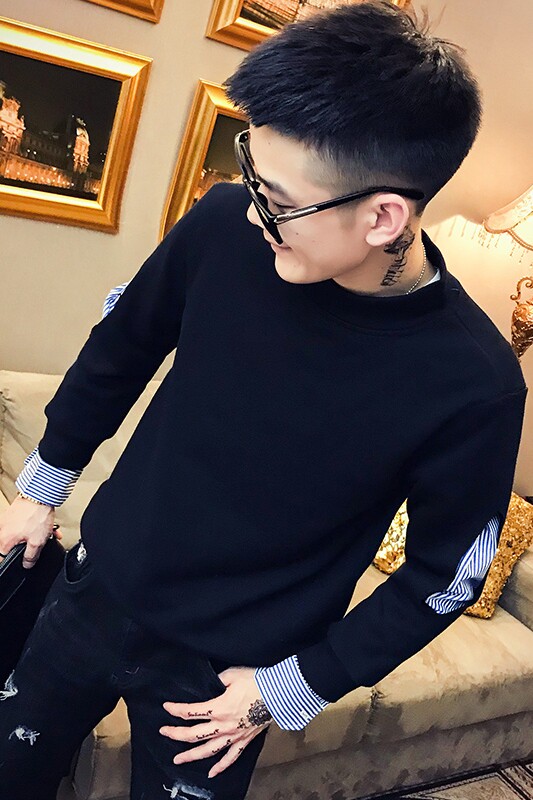 加绒加厚套头圆领社会小伙假两件休闲卫衣A328-1902,男装卫衣,星座406