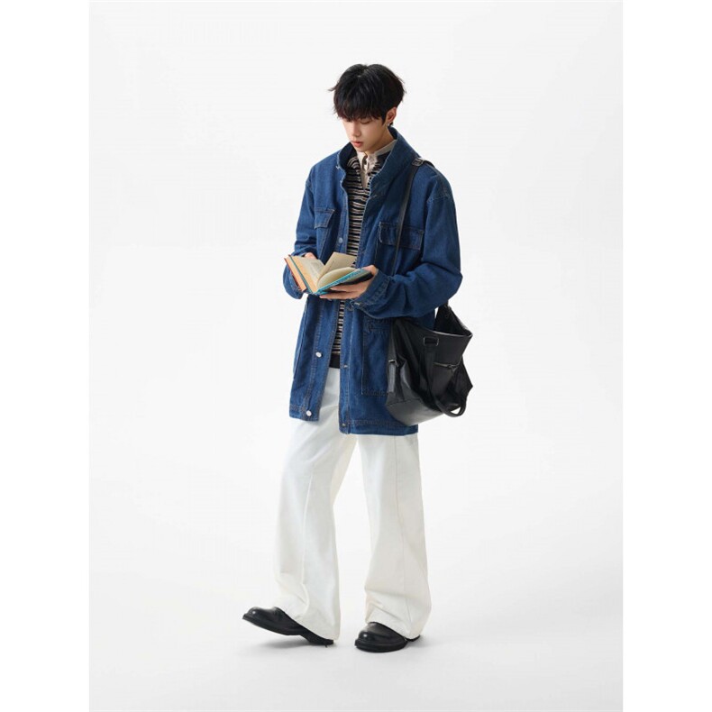 时尚牛仔外套女中长款秋季立领休闲宽松复古JK0493-P73,男装工装外套,星座308B-2