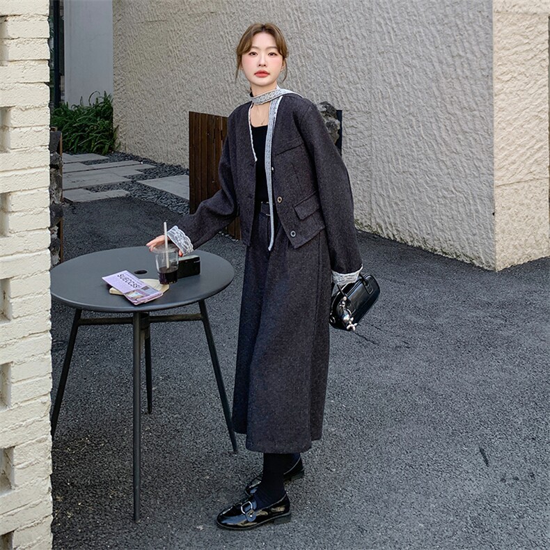 高级感复古飘带小香风套装女2025春新款蕾丝拼接阔腿八分裤两件套,女装套装/套裙,2C239