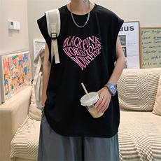 直播品质重磅纯棉220克美式印花宽松背心男女无袖t恤潮BX321P25，男装T恤，电商A486