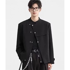 解构设计按新中式立领夹克男士新款黑色休闲西装外套西服XF03，男装夹克，星座1116A（原606A-3）